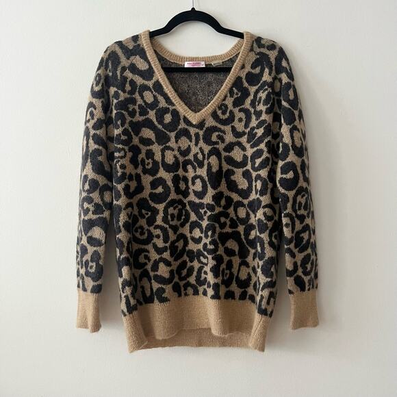Equipment Animal Print Mohair V-Neck Sweater - Picture 1 of 7